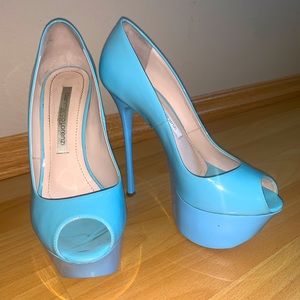 Gianmarco Lorenzi Baby Blue Open Toe Pumps